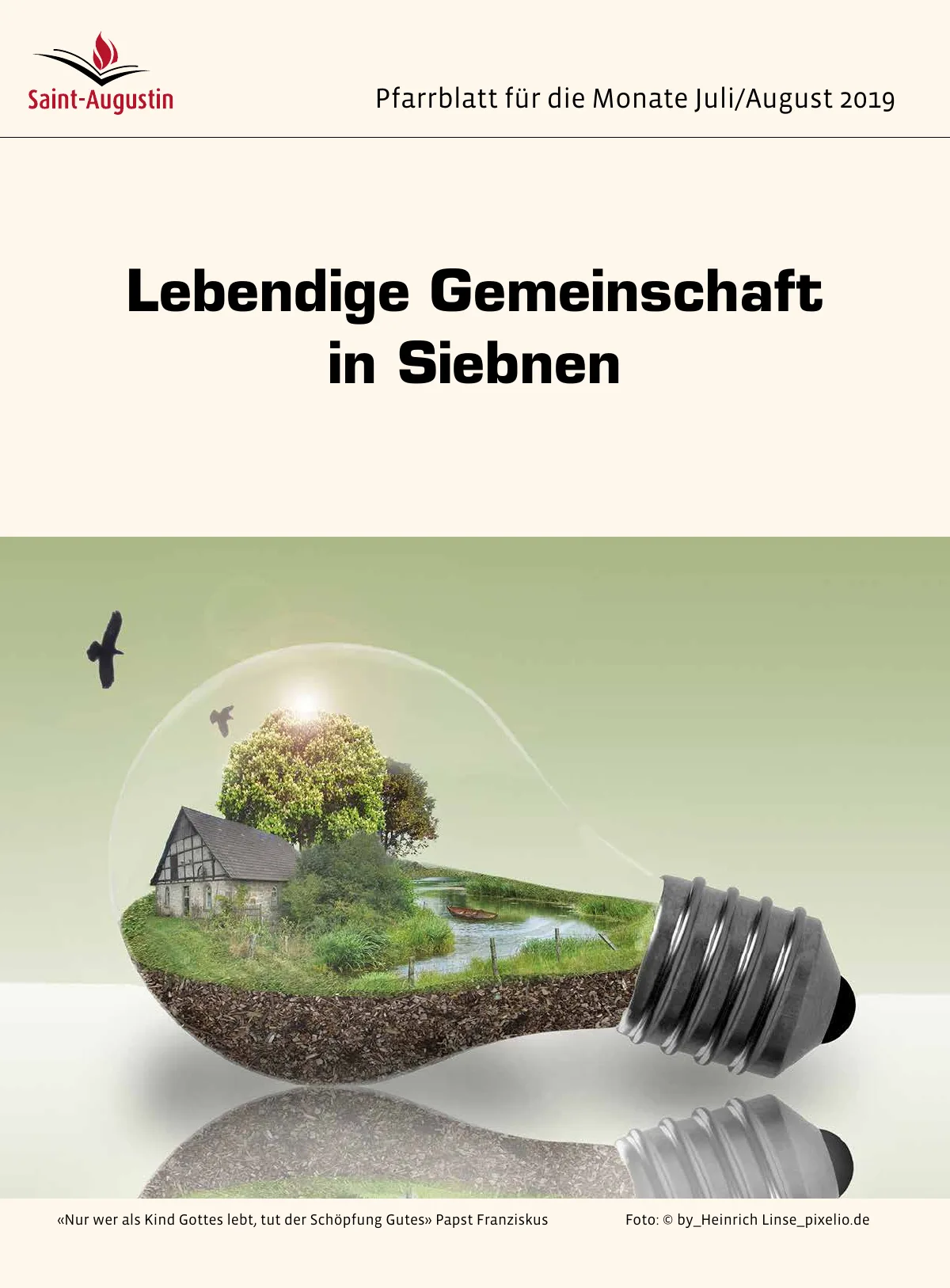 Titelblatt Pfarrblatt für die Monate Juli/August 2019