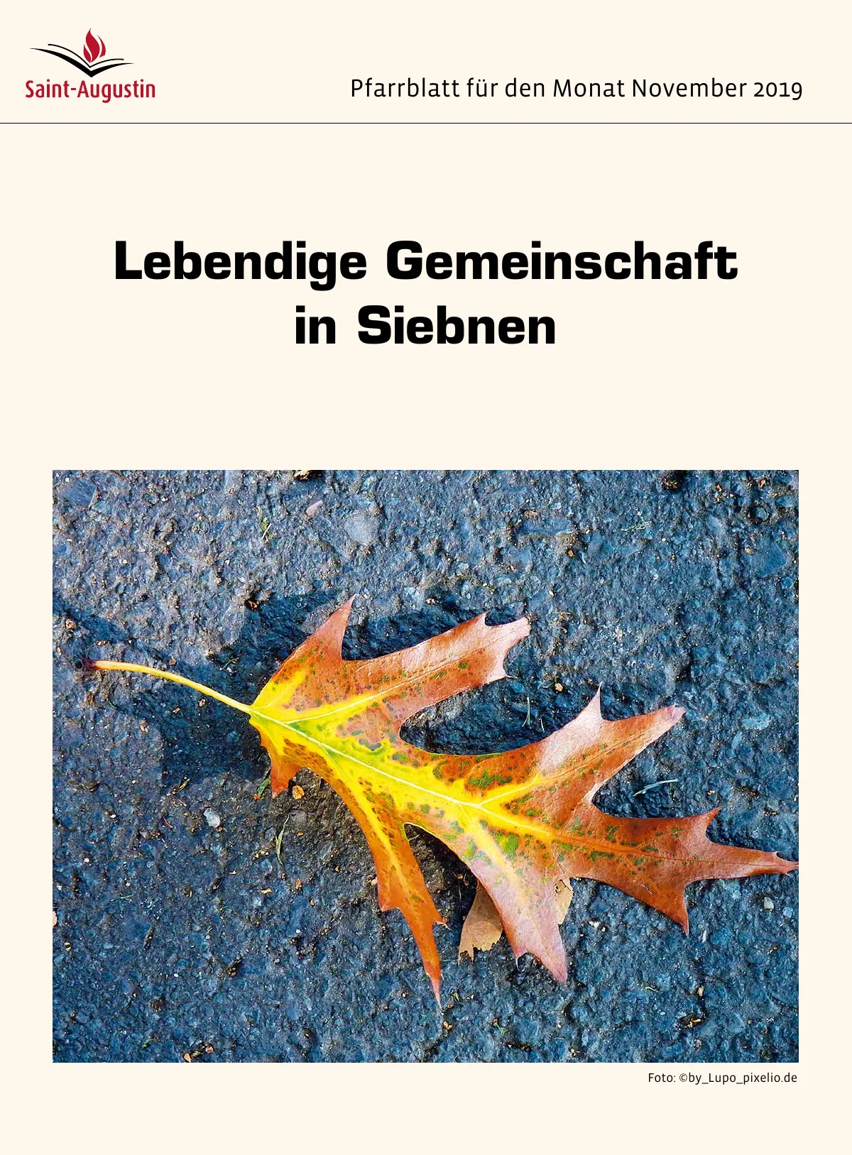 Titelblatt Pfarrblatt für den Monat November 2019