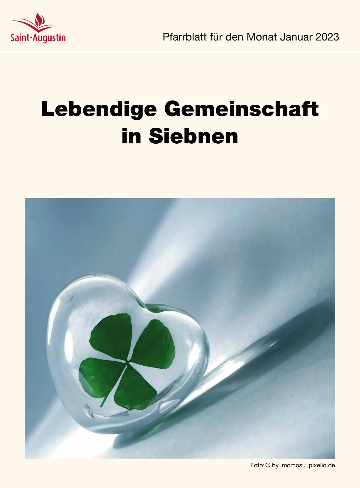 Titelblatt Pfarrblatt für den Monat Januar 2023