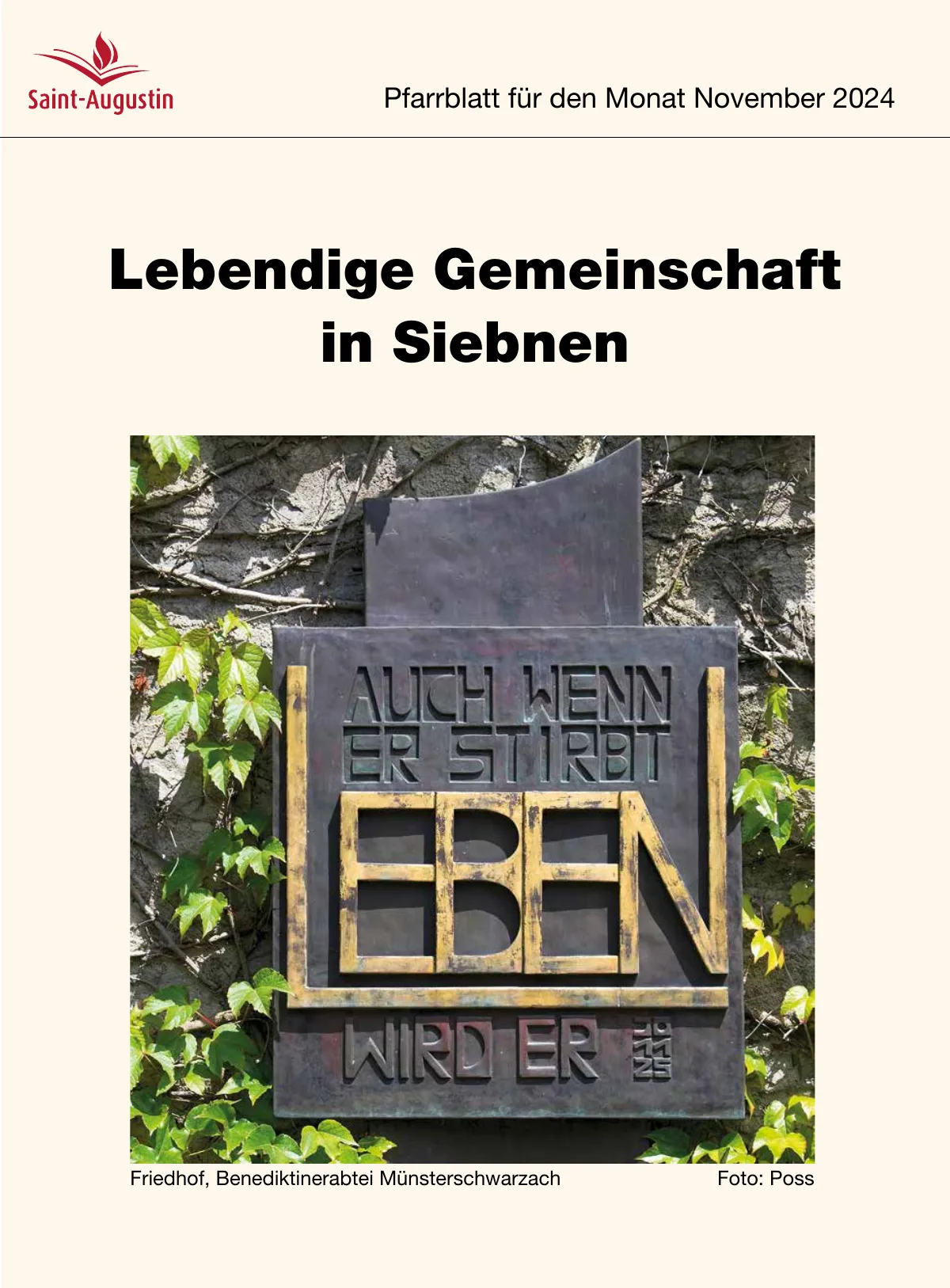 Titelblatt Pfarrblatt für den Monat November 2024